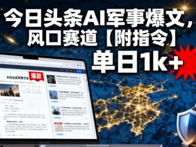 今日头条AI军事爆文，单日1k+，风口赛道【附指令】