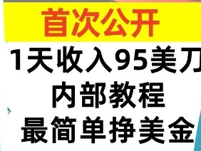 最简单挣美金项目，0门槛，1天收入95美刀，首次公开，全程(揭秘)
