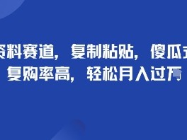 教辅资料赛道，复制粘贴，傻瓜式操作，复购率高，轻松月入过1W