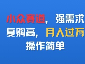 小众赛道，强需求，复购高，月入过w，操作简单