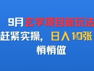 9月玄学项目新玩法，赶紧实操，日入多张，悄悄做
