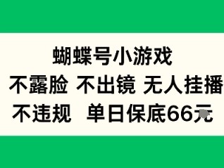 蝴蝶号小游戏，不露脸不出境 无人挂播，不违规 单日保底66米