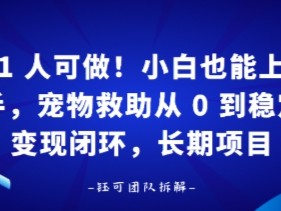 1人可做!小白也能上手,宠物救助从 0 到稳定变现闭环,长期项目