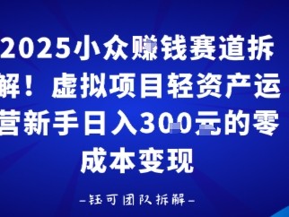 2025小众挣钱赛道拆解！虚拟项目轻资产运营新手日入3张的零成本变现