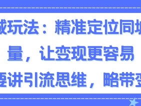 同城粉丝玩法，精准定位同城流量，让变现更容易，主要讲引流思维，略带变现